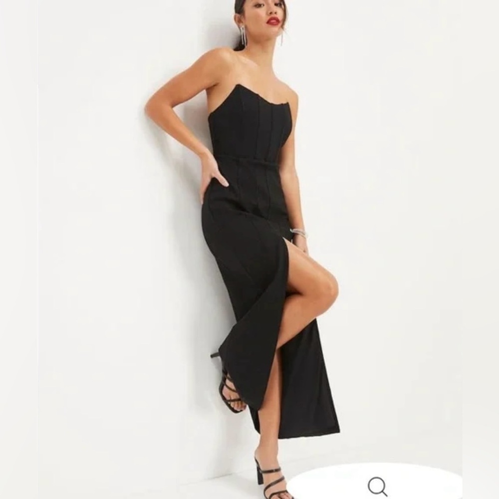 NWT Vici Maritza Strapless Slit Maxi Dress Black Small